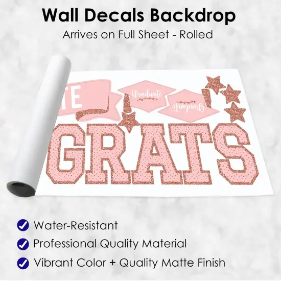 Big Dot of Happiness Rose Gold Graduation Party Photo Backdrop - Wall Decals {7}