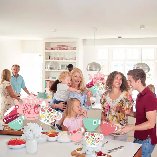 Big Dot of Happiness Floral Let's Par-Tea - Garden Tea Party Centerpiece Sticks - Showstopper Table Toppers - 35 Pieces {6}