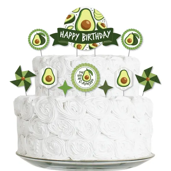 Big Dot of Happiness Hello Avocado - Fiesta Birthday Party Cake Decorating Kit - Happy Birthday Cake Topper Set - 11 Pieces {1}