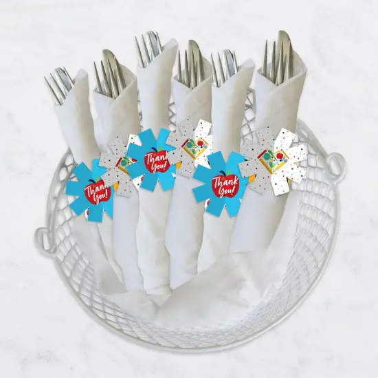 Big Dot of Happiness Thank You Teachers - Teacher Appreciation Paper Napkin Holder - Napkin Rings - Set of 24 {4}