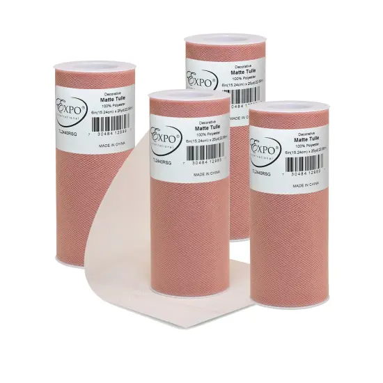 Pack of 4 Decorative Matte Tulle Spool of 6 Inch X 25 Yards Fuchsia {2}