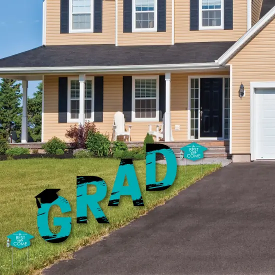 Big Dot of Happiness Teal Graduation Party Yard Signs - Outdoor Lawn Decorations - GRAD {3}