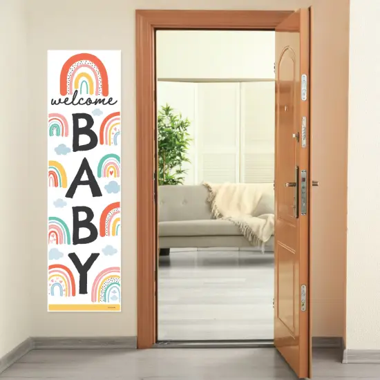 Big Dot of Happiness Hello Rainbow - Boho Baby Shower Front Door Decoration - Vertical Banner {7}