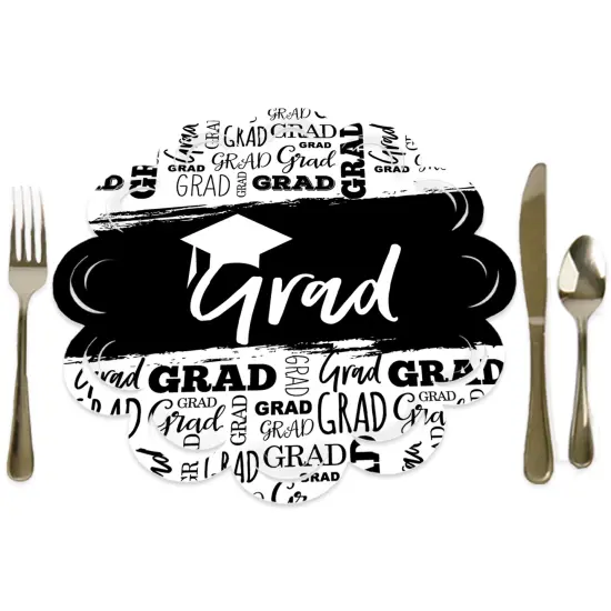 Big Dot of Happiness Black and White Grad Best is Yet to Come Graduation Party Round Table Decorations Paper Chargers Place Setting For 12 {1}