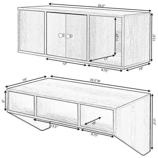 Wall Mounted Office Computer Desk Brown {12}