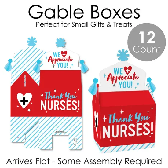 Thank You Nurses - Treat Box Party Favors - Nurse Appreciation Week Goodie Gable Boxes - Set of 12 {7}