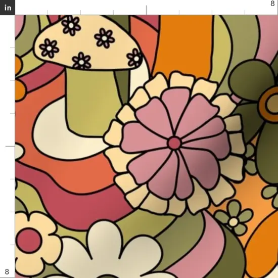 Various Fabrics by the Yard or Fat Quarter Retro Vintage Floral Hippie Groovy 70S 60S Bohemian Boho Daisy Custom Printed Fabric by Spoonflower {4}