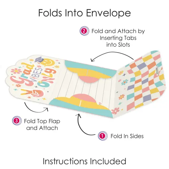 Big Dot of Happiness Groovy Grad - Fill-In Cards - Hippie Graduation Party Fold and Send Invitations - Set of 8 {6}