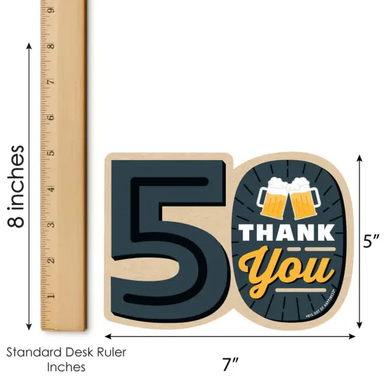 Big Dot of Happiness Cheers and Beers to 50 Years - Shaped Thank You Cards - 50th Birthday Party Thank You Note Cards with Envelopes - Set of 12 {7}