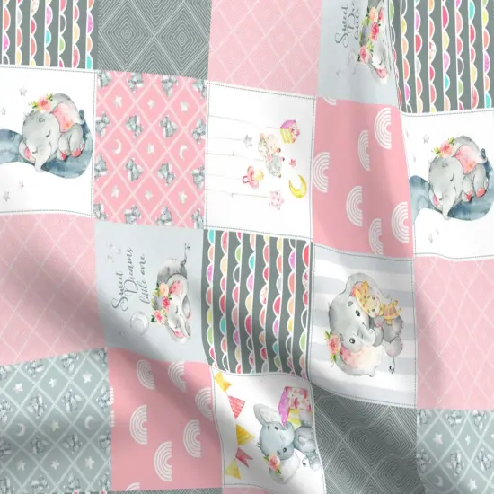 Various Fabrics by the Yard or Fat Quarter Elephant Wholecloth Cheater Quilt Patchwork Rotated Pink Blue Gray Custom Printed Fabric by Spoonflower {5}