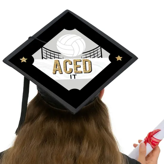 Big Dot of Happiness Grad Volleyball - Graduation Cap Decorations Kit - Grad Cap Cover {6}