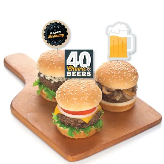 Big Dot of Happiness Cheers and Beers to 40 Years - Dessert Cupcake Toppers - 40th Birthday Party Clear Treat Picks - Set of 24 {4}