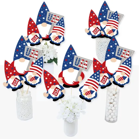 Big Dot of Happiness Patriotic Gnomes - Holiday Gnome Party Centerpiece Sticks - Table Toppers - Set of 15 {3}