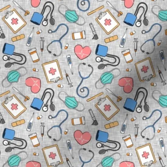 Various Fabrics by the Yard or Fat Quarter Small Scale Medical Doctor Nurse Blue Pink Grey Medicine Nursing Hospital Custom Printed Fabric by Spoonflower {7}