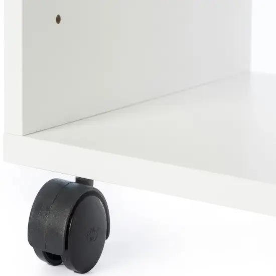 Wooden Office Storage Printer Stand with Wheels White {5}
