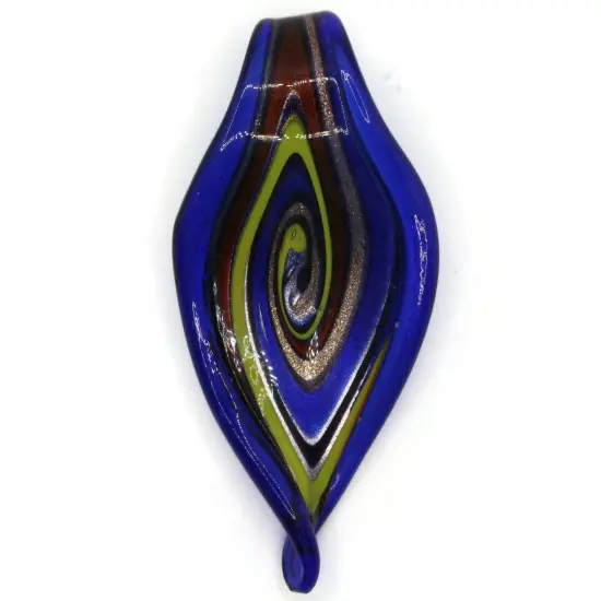 Royal Blue with Multi-color Spiral Foil Glass Pendant {2}
