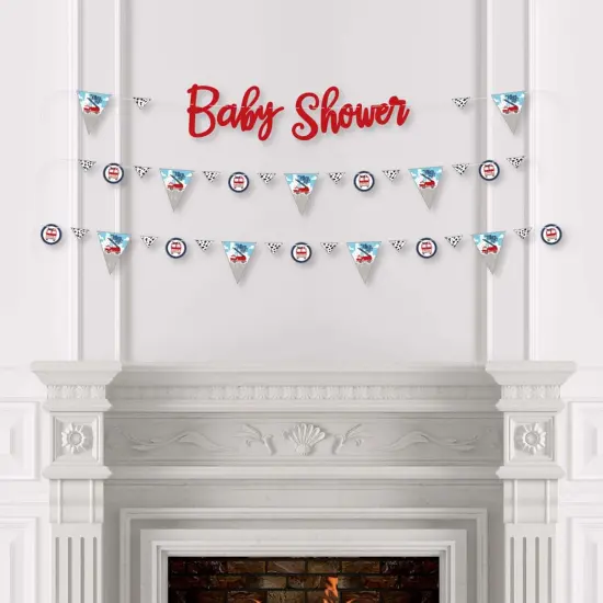 Big Dot of Happiness Fired Up Fire Truck - Firefighter Firetruck Baby Shower Letter Banner Decoration - 36 Banner Cutouts & Baby Shower Banner Letters {4}