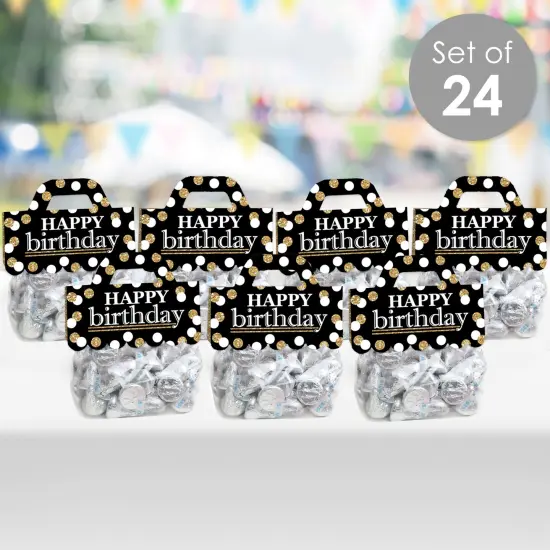 Big Dot of Happiness Adult Happy Birthday Gold DIY Birthday Party Clear Goodie Favor Bag Labels Candy Bags with Toppers Set of 24 {3}