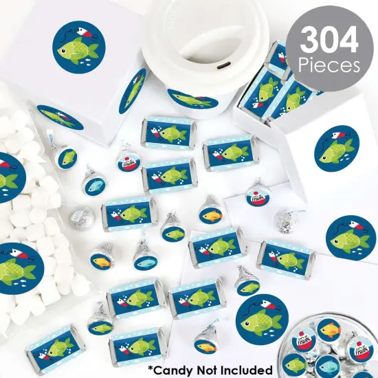 Big Dot of Happiness Let's Go Fishing - Fish Themed Birthday Party or Baby Shower Candy Favor Sticker Kit - 304 Pieces {3}