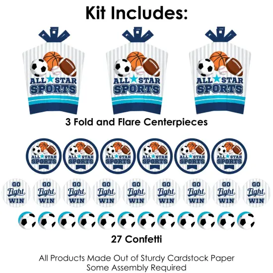 Big Dot of Happiness Go, Fight, Win - Sports - Baby Shower or Birthday Party Decor and Confetti - Terrific Table Centerpiece Kit - Set of 30 {4}