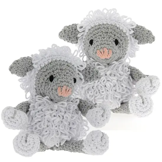 Multipack of 2 - Hoooked Lamb Lewy Yarn Kit W/Eco Barbante Yarn-White & Gray {2}