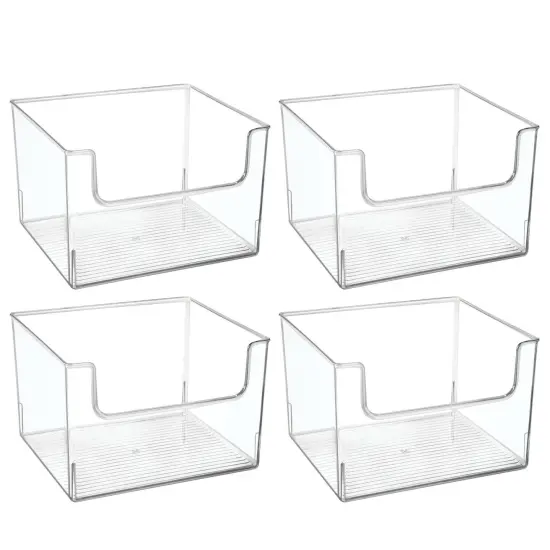 mDesign Open Front Plastic Storage Bin for Cube Furniture, 12" W, 4 Pack - Clear {4}