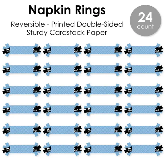 Big Dot of Happiness Light Blue Grad - Best is Yet to Come - Light Blue Graduation Party Paper Napkin Holder - Napkin Rings - Set of 24 {7}