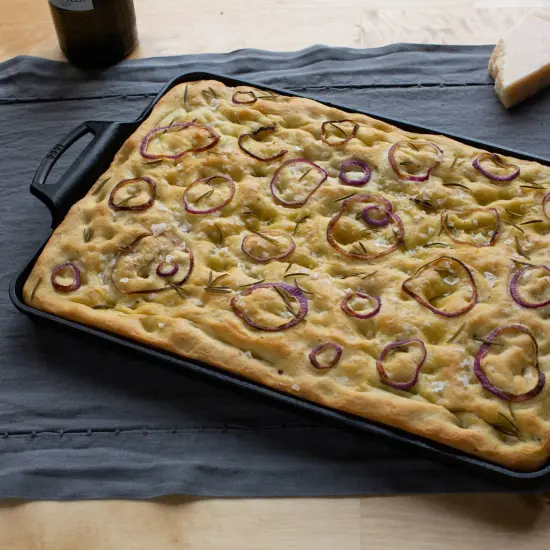 Lodge Cast Iron Baking Pan Dual Handles Seasoned 15.5 x 10.5 {3}