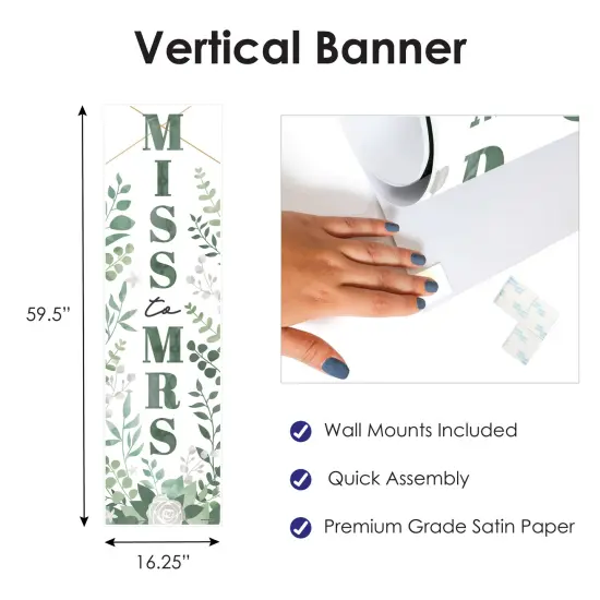 Big Dot of Happiness Boho Botanical Bride - Greenery Bridal Shower and Wedding Party Front Door Decoration - Vertical Banner {4}