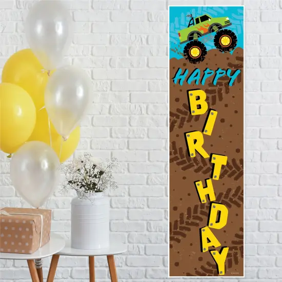 Big Dot of Happiness Smash and Crash - Monster Truck - Boy Birthday Party Front Door Decoration - Vertical Banner {1}