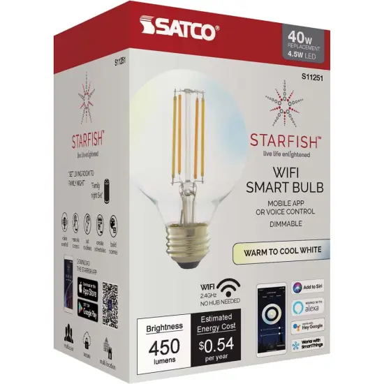 Satco 4.5w G25 LED Tunable White Starfish IOT Clear 450 Lumens 120 Volt {2}