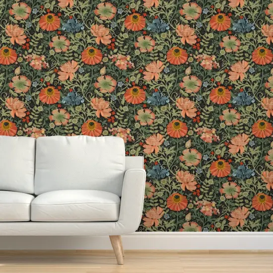 Peel & Stick Wallpaper 2FT Wide Maximalist Floral Art Nouveau Large Scale Flowers Flower Garden Victorian Inspired Custom Removable Wallpaper by Spoonflower {5}