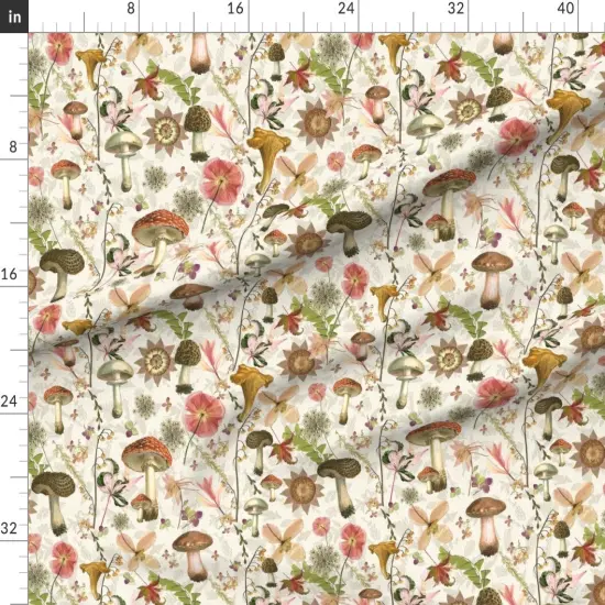 Various Fabrics by the Yard or Fat Quarter Vintage Style Floral Victorian Flowers Nature Poppies Romantic Botanical Woods mushrooms Toadstool Custom Printed Fabric by Spoonflower {1}