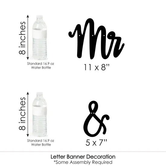 Big Dot of Happiness Mr. and Mrs. - Black & White Wedding or Bridal Shower Letter Banner Decoration - 36 Banner Cutouts & Mr. and Mrs. Banner Letters {7}