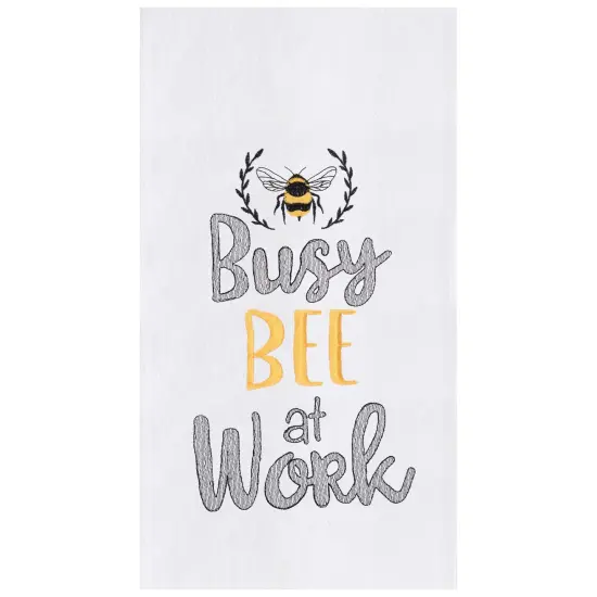 18" x 27" Busy Bee Flour Sack Embroidered Cotton Kitchen Towel {1}