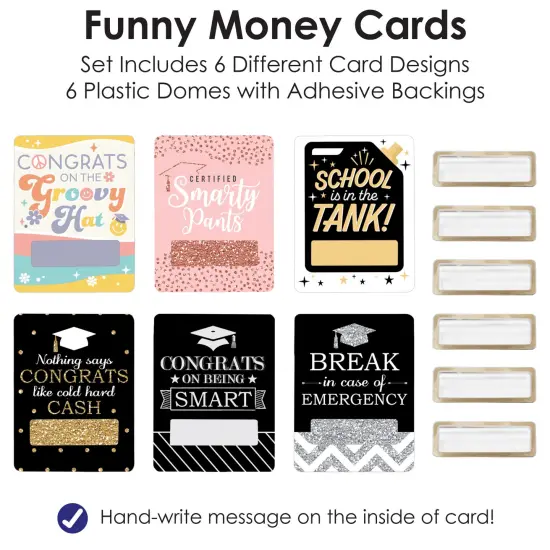 Big Dot of Happiness Assorted Graduation - DIY Graduation Cash Holder Gift - Funny Money Cards - Set of 6 {6}