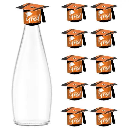 Big Dot of Happiness Orange Grad - Best is Yet to Come - DIY Grad Cap Orange Graduation Party Bottle Topper Decorations - Set of 20 {1}