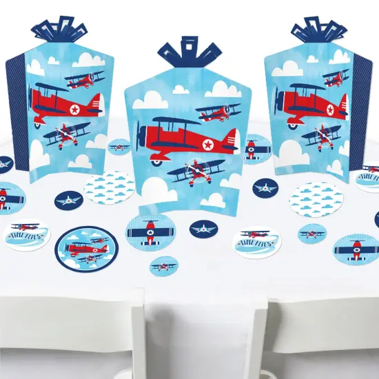 Big Dot of Happiness Taking Flight - Airplane - Vintage Plane Baby Shower or Birthday Party Decor and Confetti - Terrific Table Centerpiece Kit 30 Ct {1}