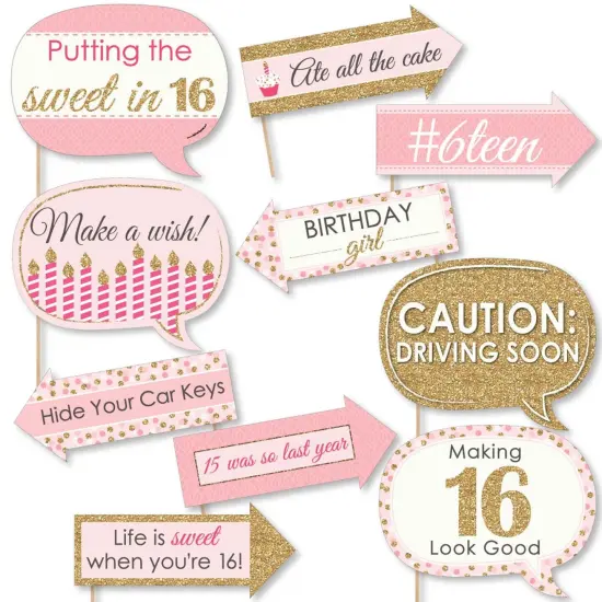 Big Dot of Happiness Funny Sweet 16 - 16th Birthday Party Photo Booth Props Kit - 10 Piece {1}
