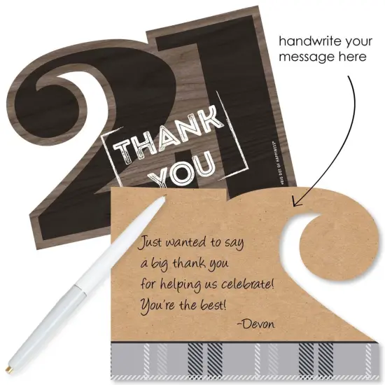 Big Dot of Happiness Finally 21 - Shaped Thank You Cards - 21st Birthday Party Thank You Note Cards with Envelopes - Set of 12 {3}