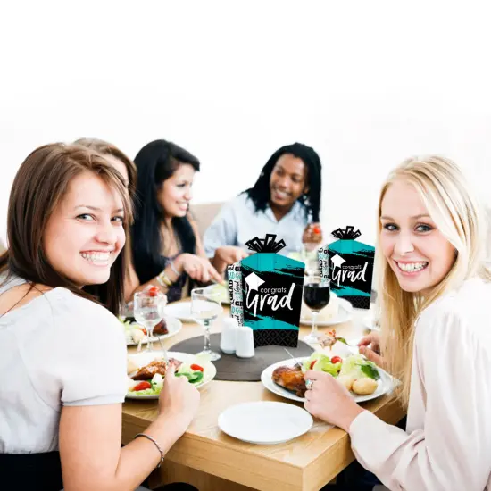 Big Dot of Happiness Teal Graduation Table Decorations - Party Fold and Flare Centerpieces - 10 Count {7}