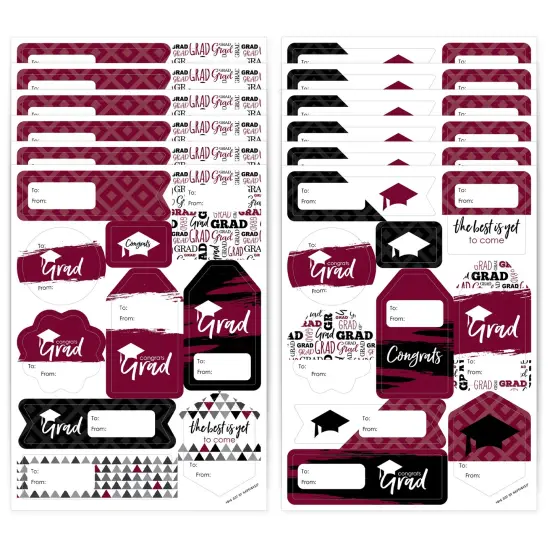 Big Dot of Happiness Maroon Grad Best is Yet to Come Assorted Burgundy Graduation Party Gift Tag Labels To and From Stickers 12 Sheets 120 Stickers {1}