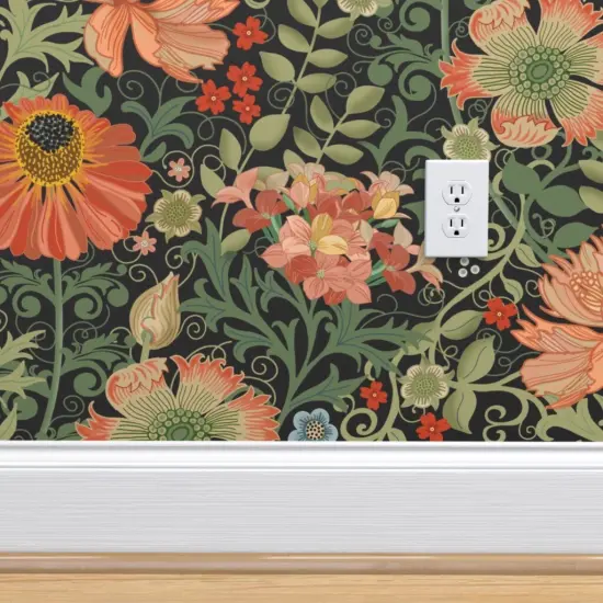 Peel & Stick Wallpaper 2FT Wide Maximalist Floral Art Nouveau Large Scale Flowers Flower Garden Victorian Inspired Custom Removable Wallpaper by Spoonflower {4}