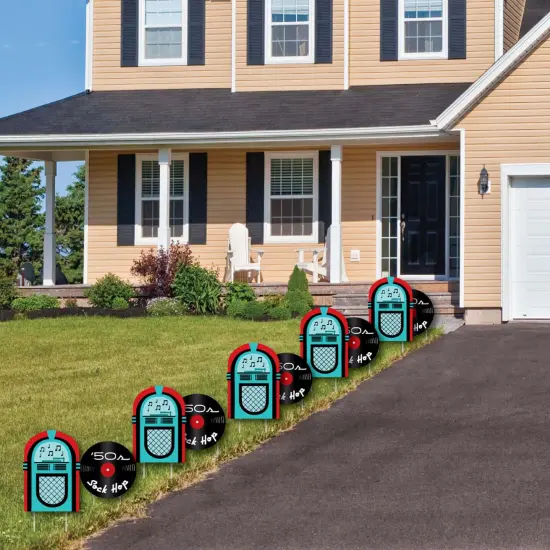Big Dot of Happiness 50's Sock Hop - Jukebox and Record Lawn Decorations - Outdoor 1950s Rock N Roll Party Yard Decorations - 10 Piece {4}