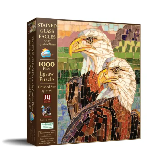 Sunsout Stained Glass Eagles 1000 pc Jigsaw Puzzle 70722 {3}