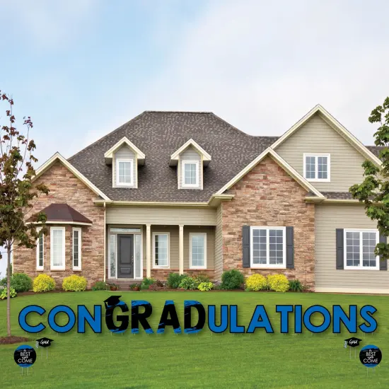 Big Dot of Happiness Blue Graduation Party Yard Signs - Outdoor Lawn Decorations - ConGRADulations {1}