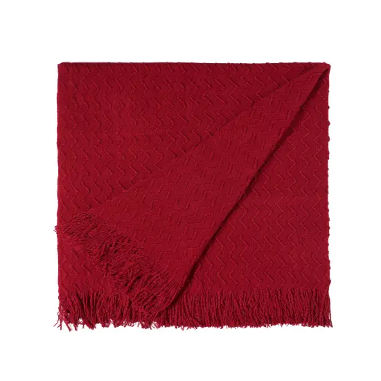 Decorative Throw Blanket - 50x60in Soft Knit with Delightful Fringe Edges for a Sophisticated and Cozy Touch to Your Living Space Lightweight, Breathable, Easy Care, Versatile, All-Season, Ideal for Lounging, Gifting Red {4}
