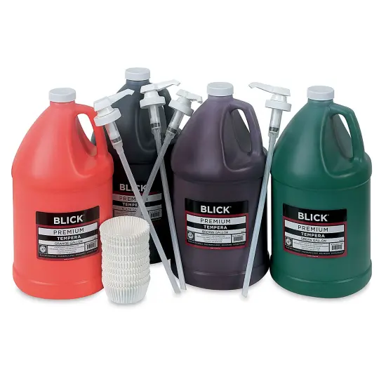 Blick Premium Grade Tempera - Set of 4, Basic Color Pump Kit, Gallons {2}
