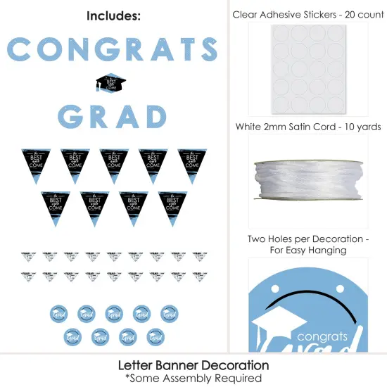Big Dot of Happiness Light Blue Grad - Best is Yet to Come -Grad Party Letter Banner Decor - 36 Banner Cutouts and Congrats Grad Banner Letters {6}