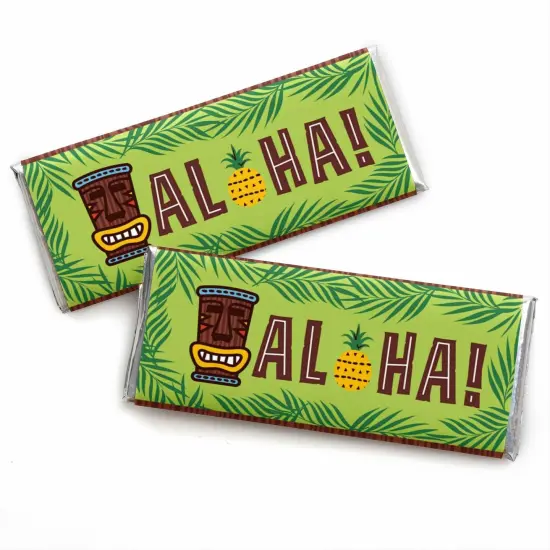 Big Dot of Happiness Tiki Luau - Candy Bar Wrapper Tropical Hawaiian Summer Party Favors - Set of 24 {1}